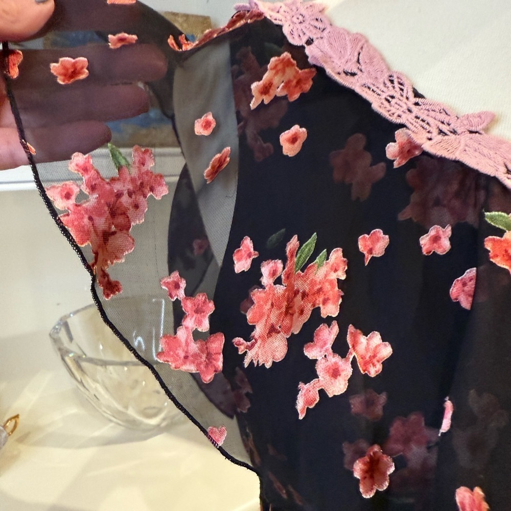 Alice + Olivia Caydon Floral ruffle one shoulder high low midi dress size 2 - Picture 9 of 15